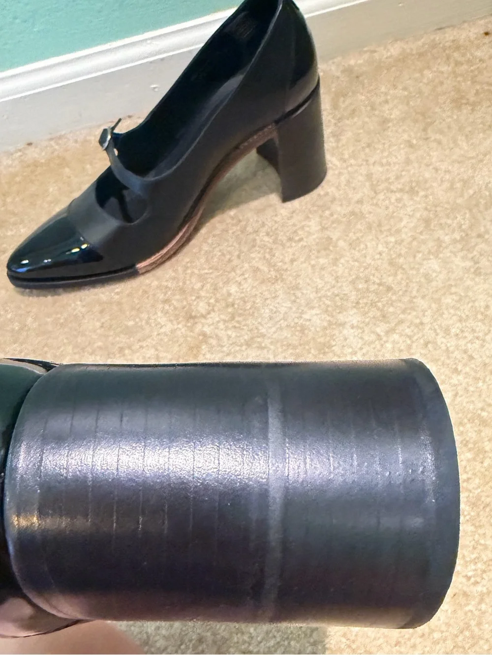 The Office of Angela Scott Miss Eliza Black Leather High Heel